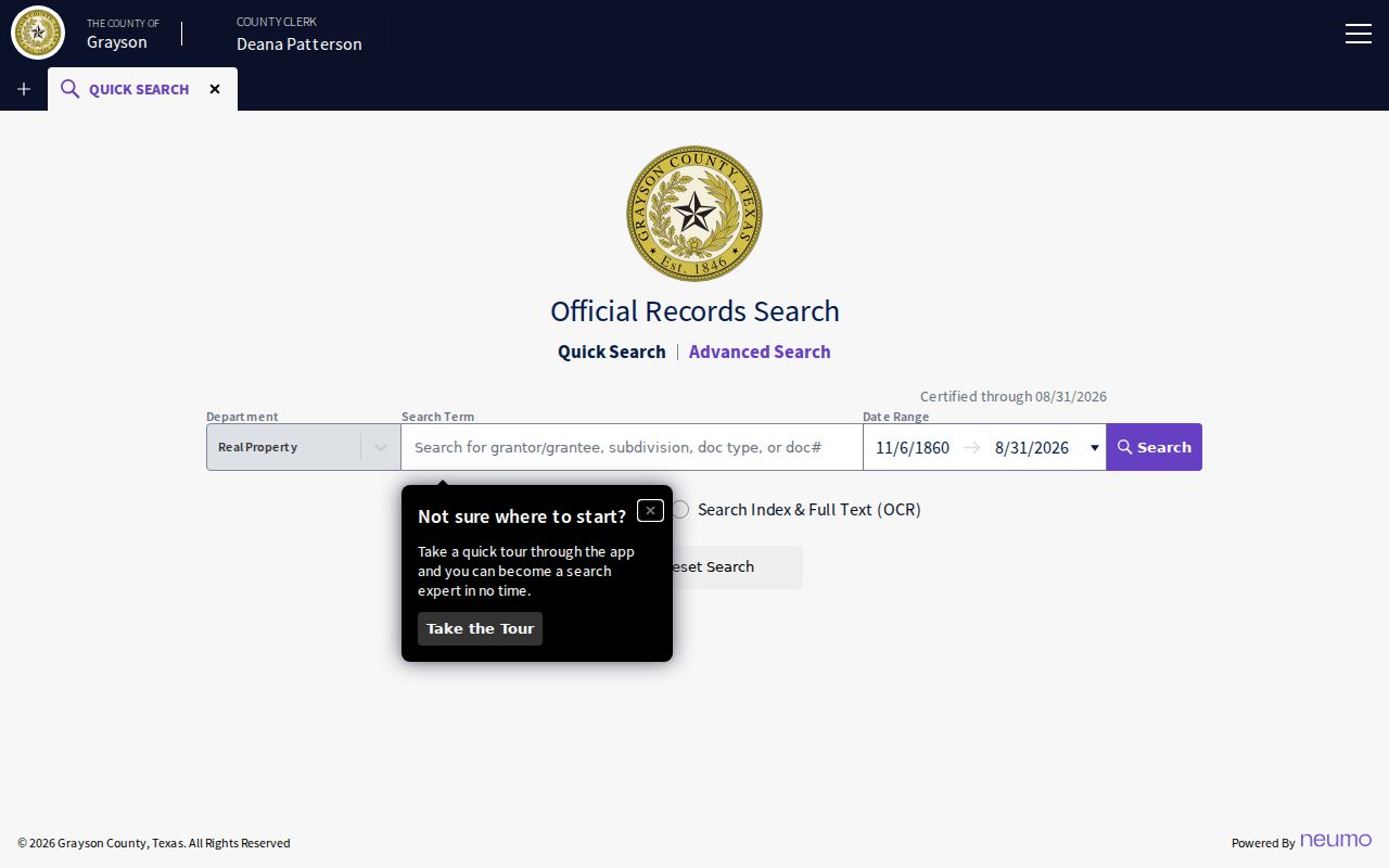 Grayson County official records search for a Sherman deed-chain search