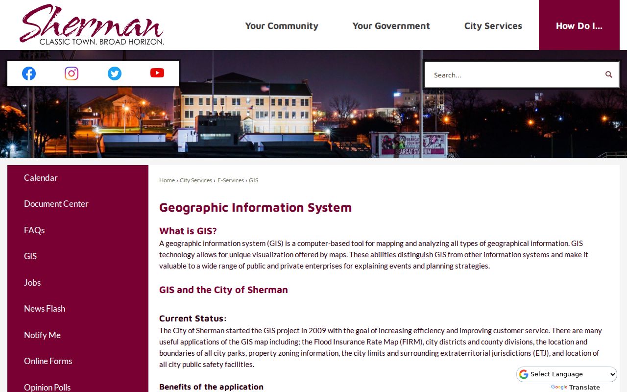 Sherman ZIP code directory reference to the city limits and ETJ GIS map