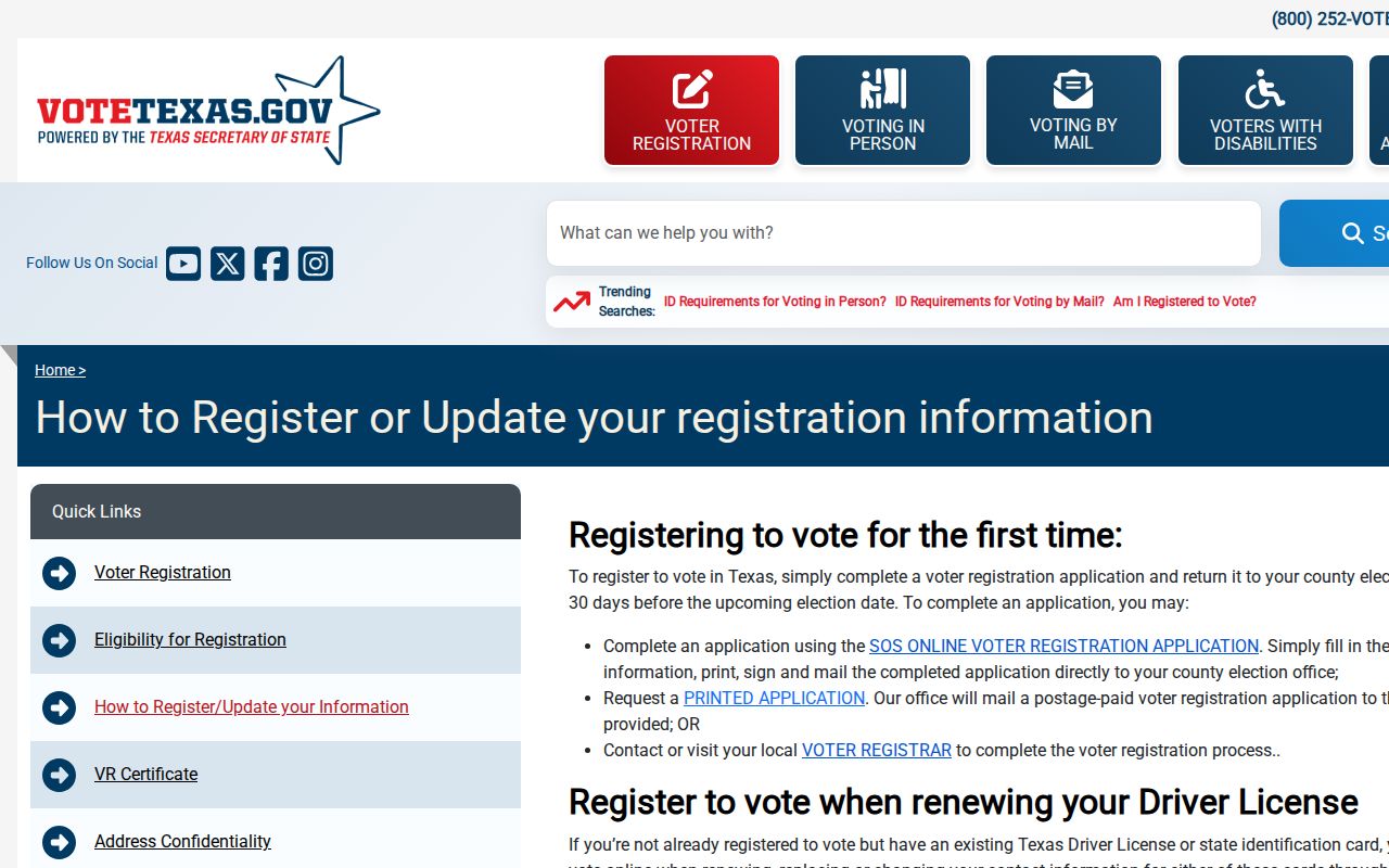Sherman resident lookup Texas My Voter Portal instructions